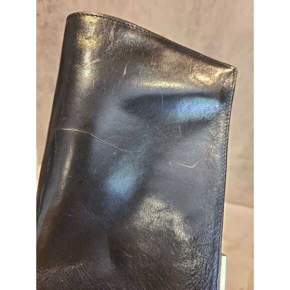 Hobo International Black Leather 13" X 5" Clutch Purse Wallet Gold Clasp EUC - Picture 4 of 13